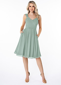 Azazie Angie Bridesmaid Dresses Agave A-Line Corset Chiffon Dress image1
