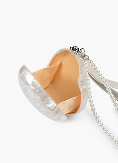 front Bolso de mano acrílico con forma de corazón perlado