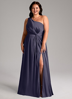 Azazie Brooke Jurken voor bruidsmeisjes Jurk van Stretch Satijn met A-Lijn One-Shoulder Stormachtig image8
