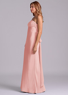 Azazie Ailanie Bridesmaid Dresses Powder Pink Sheath Strapless Stretch Satin Dress image6