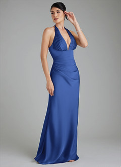Azazie Torrance Bridesmaid Dresses Royal Blue Mermaid Corset Stretch Satin Dress image6
