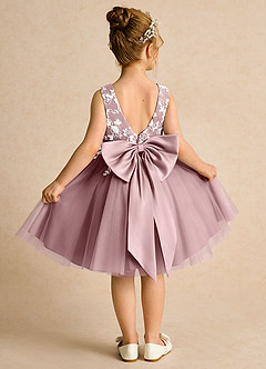 Azazie Butterfly Flower Girl Dresses Dusty Rose A-Line Lace Dress image1