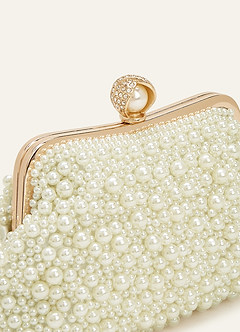 front Pearl Beaded Clutch Bag