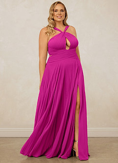 Christian Siriano Bridal for Azazie 1009 Bridesmaid Dresses Fuchsia A-Line Pleated Chiffon Dress image12