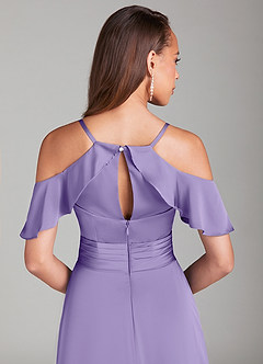 Azazie Dakota Bridesmaid Dresses Tahiti A-Line Off the Shoulder Stretch Satin Dress image6