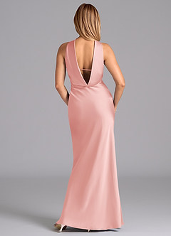 Azazie Lusinda Bridesmaid Dresses Powder Pink Mermaid Strapless Stretch Satin Dress image7