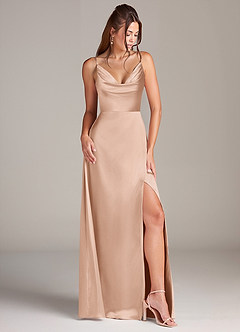 Azazie Sarella Bridesmaid Dresses English Rose A-Line Pleated Stretch Satin Dress image3