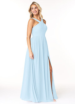 Azazie Elvira Bridesmaid Dresses Sky Blue A-Line Pleated Chiffon Dress image4