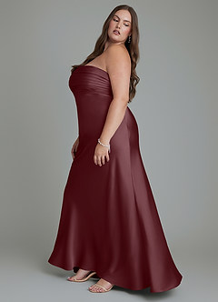 Azazie Saylor Vestidos de damas de honor Vestido Sangrado de Satén Elástico de Corte Sirena con Palabra de honor image13