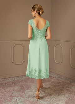 Azazie Terrano Mother of the Bride Dresses Dusty Sage A-Line Scoop Lace Dress image3