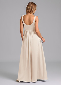 Azazie Keyla Final Sale White Alabaster A-Line Pleated Stretch Satin Dress image2