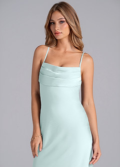 Azazie Seema Bridesmaid Dresses Sea Glass Mermaid Corset Stretch Satin Dress image2