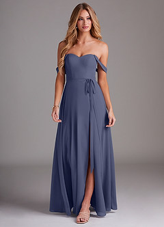 Azazie Aaron Bridesmaid Dresses Stormy A-Line Off the Shoulder Chiffon Convertible Dress image4