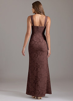 Azazie Denice Brautjungfernkleider A-Linie Plissee Blumen-Burnout Kleid Espresso image5