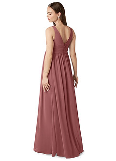 Azazie Yetta Maternity Bridesmaid Dresses A-Line V-Neck Gathered Chiffon Floor-Length Dress image5