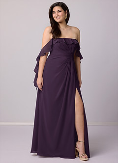 Barbie ♥ Azazie Bridesmaid Dresses Plum A-Line Off the Shoulder Chiffon Convertible Dress image8