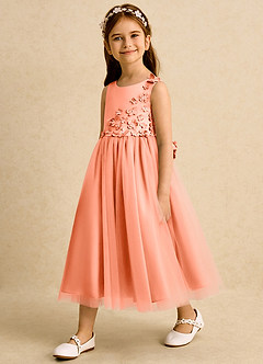Azazie Malva vestidos de niña de las flores Vestido de Atardecer de Tul de Princesa con Lazo image3