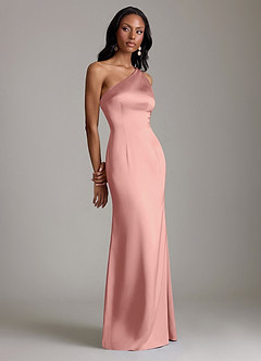 Azazie Voni Abiti da Damigella Abito Sirena in Raso Elasticizzato Monospalla Rosetta image1