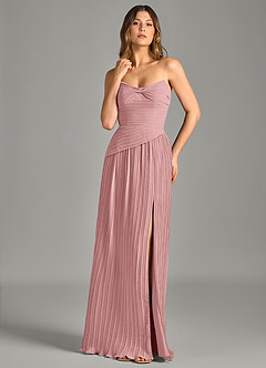 Azazie Becka Bridesmaid Dresses Dusty Rose A-Line Strapless Chiffon Dress image1