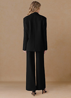 front Amelia Black Refined Weave Performance Oversized Blazer