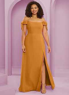 Barbie ♥ Azazie Bridesmaid Dresses Butterscotch A-Line Off the Shoulder Chiffon Convertible Dress image7