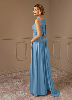 Azazie Joules vestidos de madre de la novia Vestido de Azul Acero de Gasa de Corte En A con Lentejuela image5