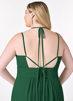 Azazie Farren Vestidos de damas de honor Vestido de Verde Oscuro de Gasa de Corte en A Convertible con Plisado image14