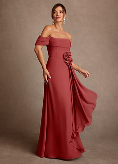 Azazie Amherst vestidos de madre de la novia Vestido de Óxido de Gasa de Corte en A con Vestidos sin tirantes image2