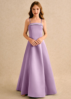 Azazie Izel Girls Formal Flower Girl Dresses Ivory Wisteria A-Line Pleated Matte Satin Dress image6
