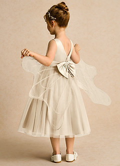 Azazie Pear Flower Girl Dresses Champagne Ball-Gown Bow Tulle Dress image5