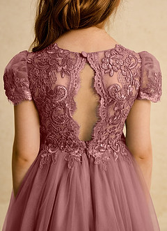 Azazie Puff Abiti da Ragazza di Fiori Abito Principessa in Tulle Pizzo Rosa Del Deserto image8