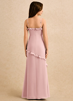 Azazie Lola Girls Formal Blumenmädchenkleider A-Linie Gestreift Chiffon Kleid Puderrosa image2