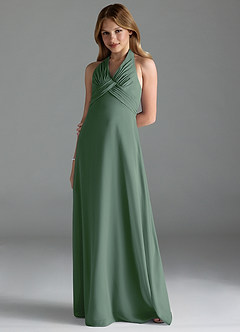 Azazie Tessie Junior Eucalyptus A-Line Pleated Chiffon Dress image1