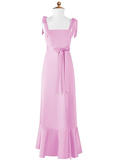 Azazie Barbara Junior Candy Pink A-Line Bow Matte Satin Dress image6