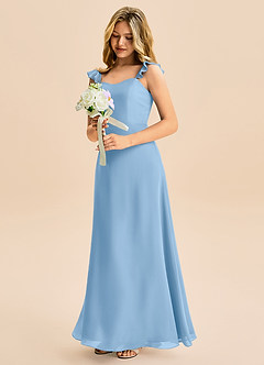 Azazie Mavie Junior Sky Blue A-Line Ruched Chiffon Dress image1