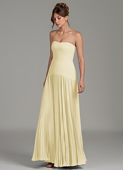 Azazie Yuliana Bridesmaid Dresses Lemon Sorbet A-Line Strapless Chiffon Dress image5