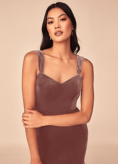 Azazie Lanessa Bridesmaid Dresses Rustic Rose Mermaid V-Neck Keyhole Back Velvet Dress image3
