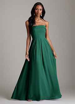 Azazie Lucienne Bridesmaid Dresses Emerald A-Line Strapless Chiffon Convertible Dress image1