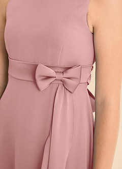 Azazie Lilenne Junior Robe Trapèze en Mousseline de soie Arc Rose Poussiéreuse image6