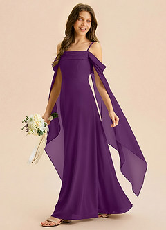 Azazie Moana Junior Linia A Pofałdowany Szyfon Długość podłogi Młodsza druhna Sukienka image2