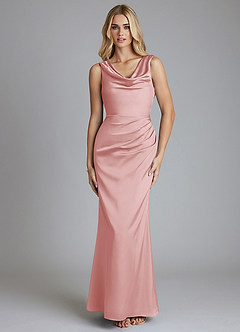 Azazie Tallie Suknie dla druhen Syrena Pofałdowany Satyna elastyczna Do ziemi Sukienka image9