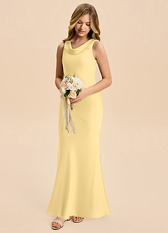 Azazie Rylina Junior Robe Sirène en Satin extensible Beurre image1
