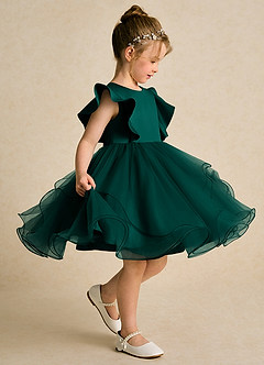 Azazie Chirp Flower Girl Dresses Pine Ball-Gown Tulle Dress image2