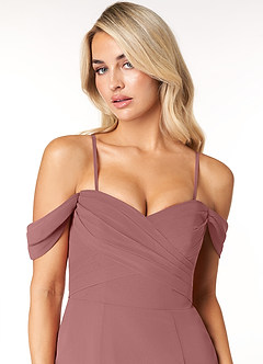 Azazie Joretta Abiti da Damigella Abito Convertibile A-Line in Chiffon Scollo a Cuore Rosa Del Deserto image6