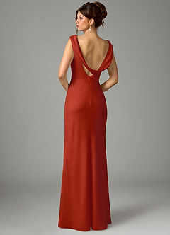 Azazie Kieryn Bridesmaid Dresses Rust Mermaid Pleated Stretch Satin Dress image6