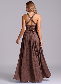 Azazie Francis Bridesmaid Dresses Espresso A-Line Corset Floral Burnout Dress image6