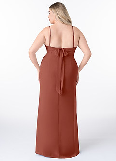 Azazie Mai Bridesmaid Dresses Auburn Sheath Pleated Chiffon Dress image8