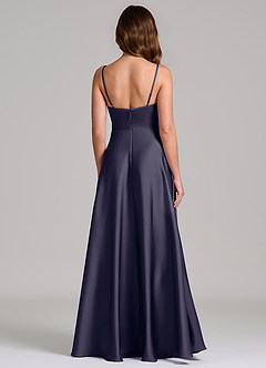 Azazie Amani Abiti da Damigella Abito A-Line in Raso Elasticizzato Plissettato Stormy image5