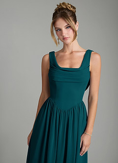 Azazie Novi Bridesmaid Dresses Pine A-Line Pleated Chiffon Dress image6