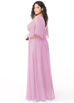 Azazie Temeka Bridesmaid Dresses Candy Pink A-Line Ruched Chiffon Dress image4